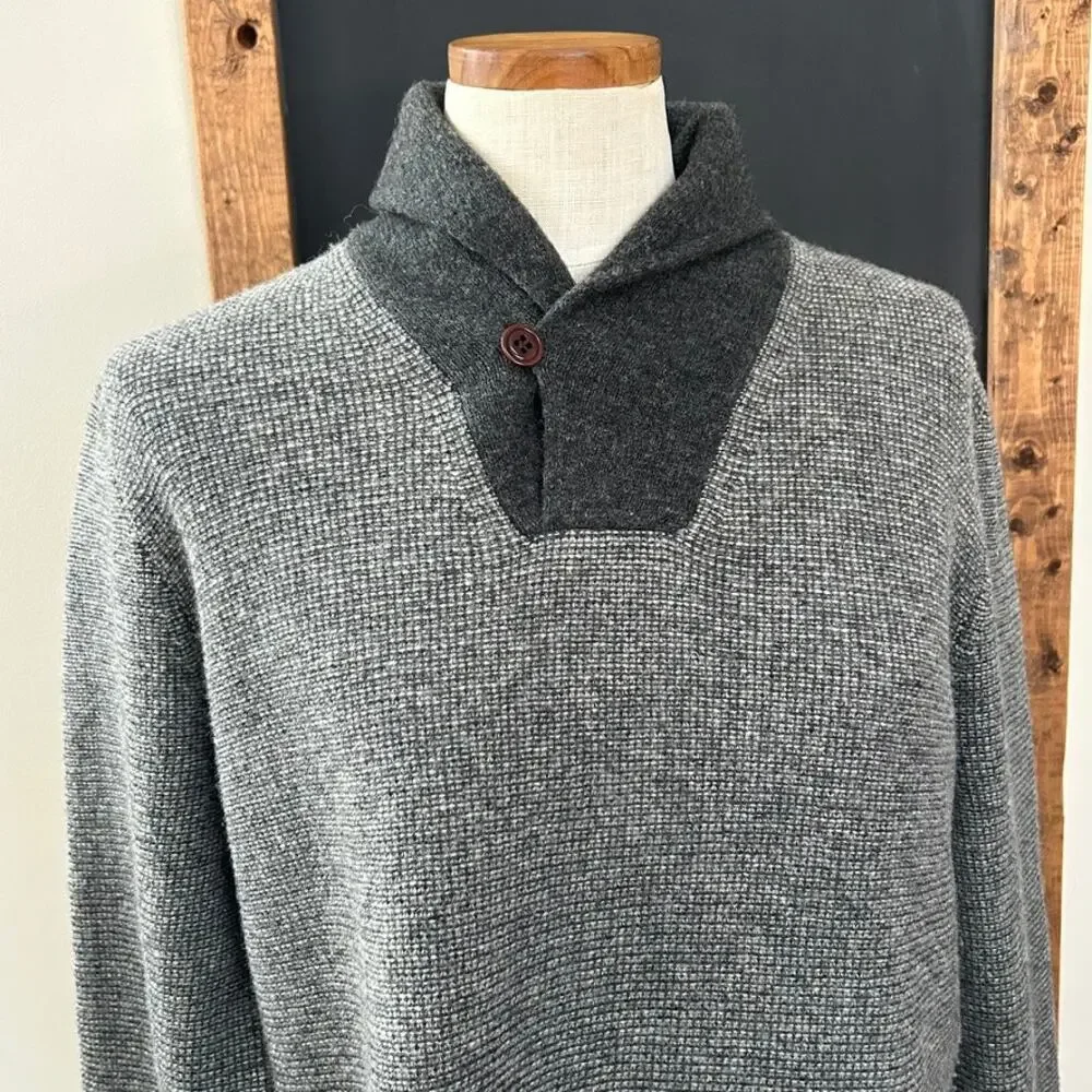 J Crew 100% Wool Pullover Sweater SIZE L  Shawl Collar Preppy Academia Autumn
